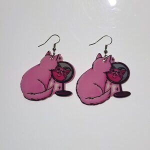 Pink Cat Earrings